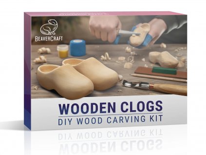 Dárková vyřezávací sada BeaverCraft DIY10 Dřeváky- Wooden Clogs Carving Kit
