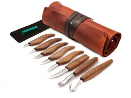 Řezbářský set BeaverCraft S18X Deluxe Wood Carving Set v koženém pouzdře
