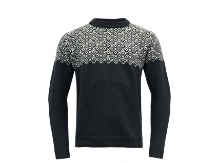 Vlněný svetr DEVOLD Bjornoya Wool Sweater - Ink / Offwhite