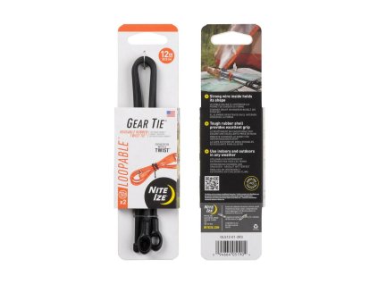 Vázací drát se smyčkou Nite Ize Gear Tie LOOPABLE™ Twist Tie 12" - BLACK