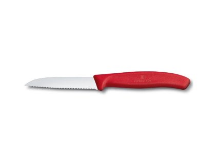 Kuchyňský nůž VICTORINOX Swiss Classic 8 cm - červený,vln. ostří