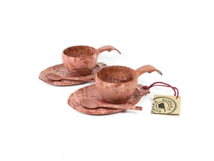 Kupilka Slow Down set - 2x KUKSA - 210 ml + 2x talíř + 2x čajová lžička - Cranberry (RED)