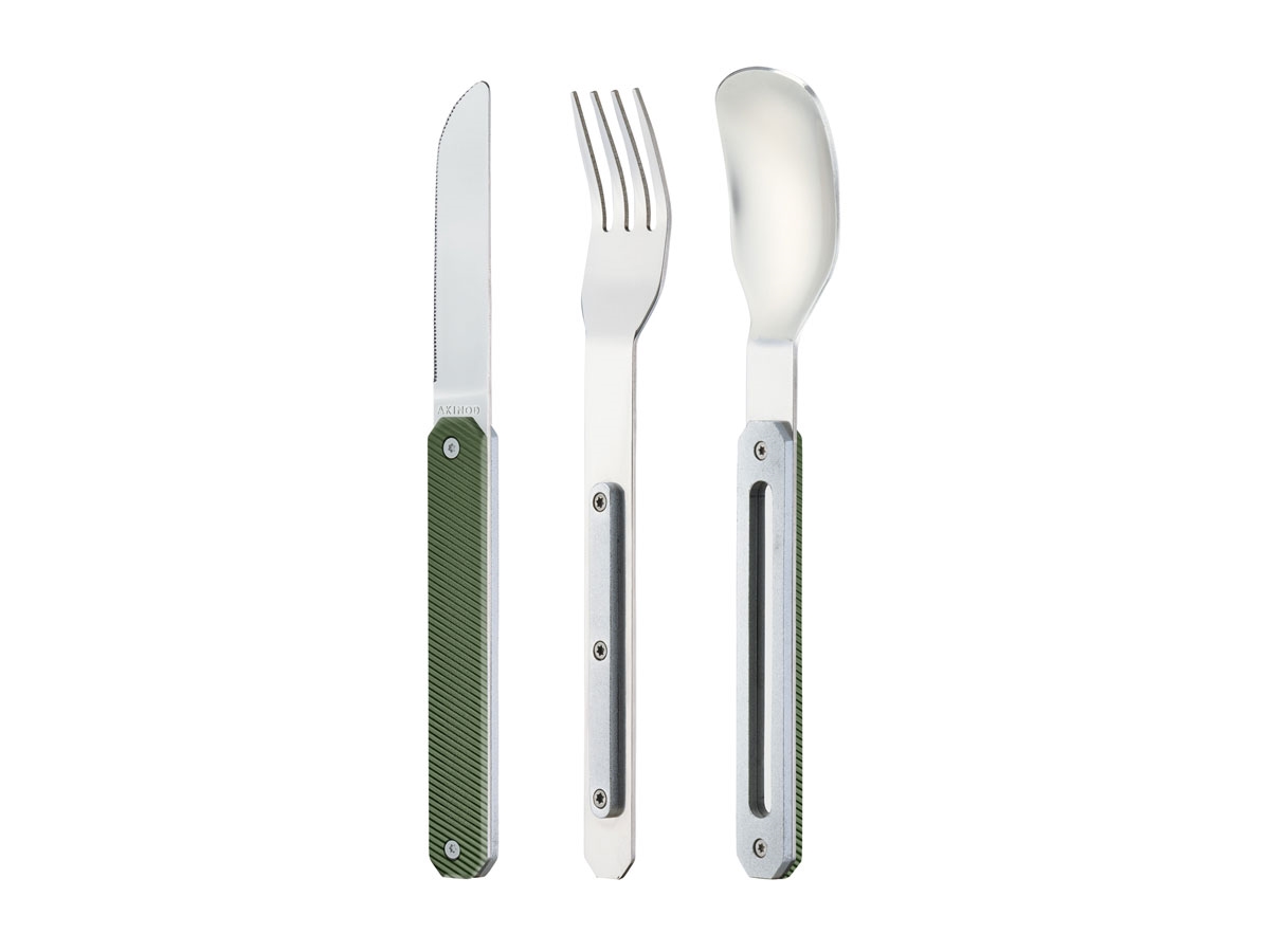 Příborová sada AKINOD Magnetic Straight Cutlery 12H34 Mirror - Aluminium Khaki