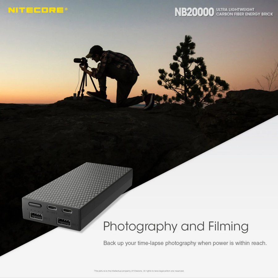 Power banka Nitecore NB 20000 - USB-A / USB-C - 325g