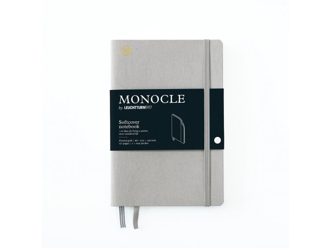 notebook b6 monocle softcover 128 numbered pages light grey dotted