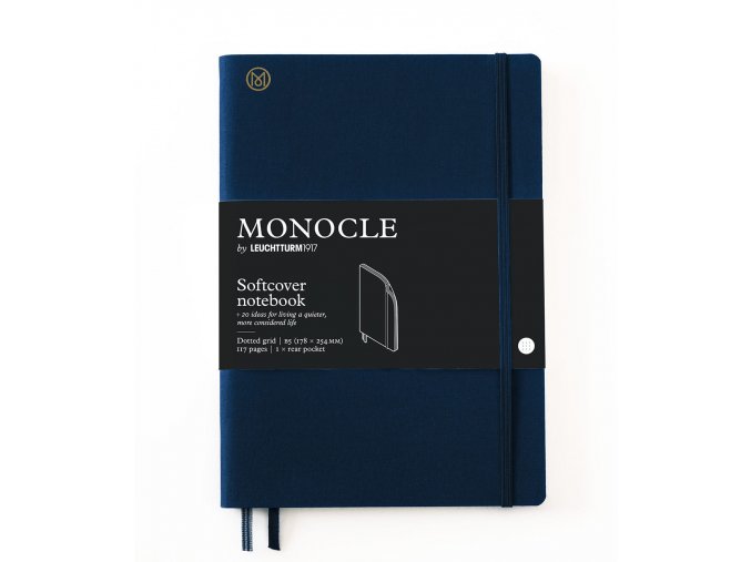 notebook b5 monocle softcover 128 numbered pages navy dotted