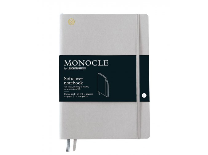 notebook b5 monocle softcover 128 numbered pages light grey dotted