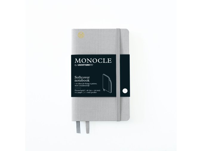 notebook a6 monocle softcover 128 numbered pages light grey dotted