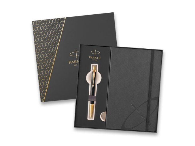 Dárková sada Parker Royal I.M. Premium Black GT, kuličkové pero se zápisníkem