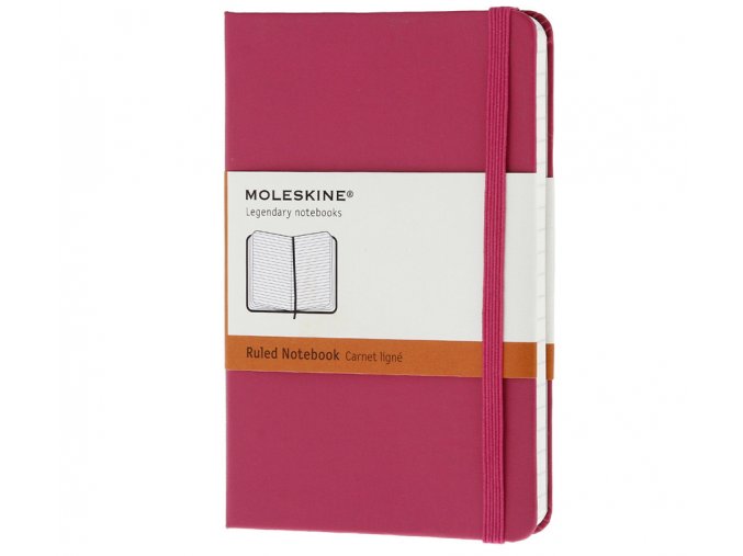 Zápisník Moleskine, růžový linkovaný (XS), tvrdá vazba