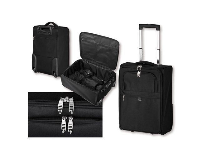 THORVALD polyesterový kufr na kolečkách, 600D, SANTINI, černá