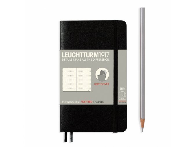 notebook pocket a6 softcover 121 numbered pages dotted black