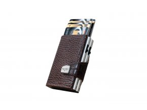 Doublewallet CLICK & SLIDE Croco Brown/Silver