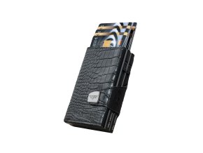 Croco Black Black DOUBLEWALLET ClickSlide DiagonalSlope Cards Out 27 10 4 0002 08 kopie
