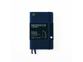 notebook a6 monocle softcover 128 numbered pages navy dotted