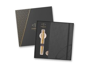 Dárková sada Parker Jotter XL Monochrome Gold GT, kuličkové pero se zápisníkem