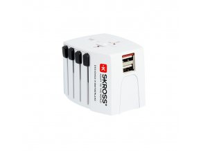 Skross cestovní adaptér SKROSS MUV USB, 2.5A max., vč. USB nabíjení 2x výstup 2400mA, univerzální pro 150 zemí