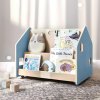 Double-Sided Children's Bookcase on Wheels – Light Blue