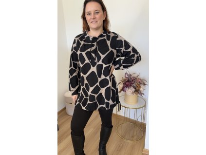 Černobéžová prodloužená halenka