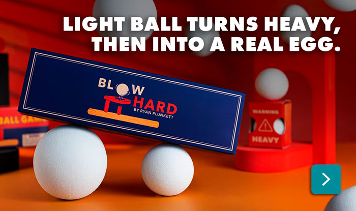 Blow Hard is a fun magic effect in which a light ball first turns into a heavy one, and eventually turns into an egg.