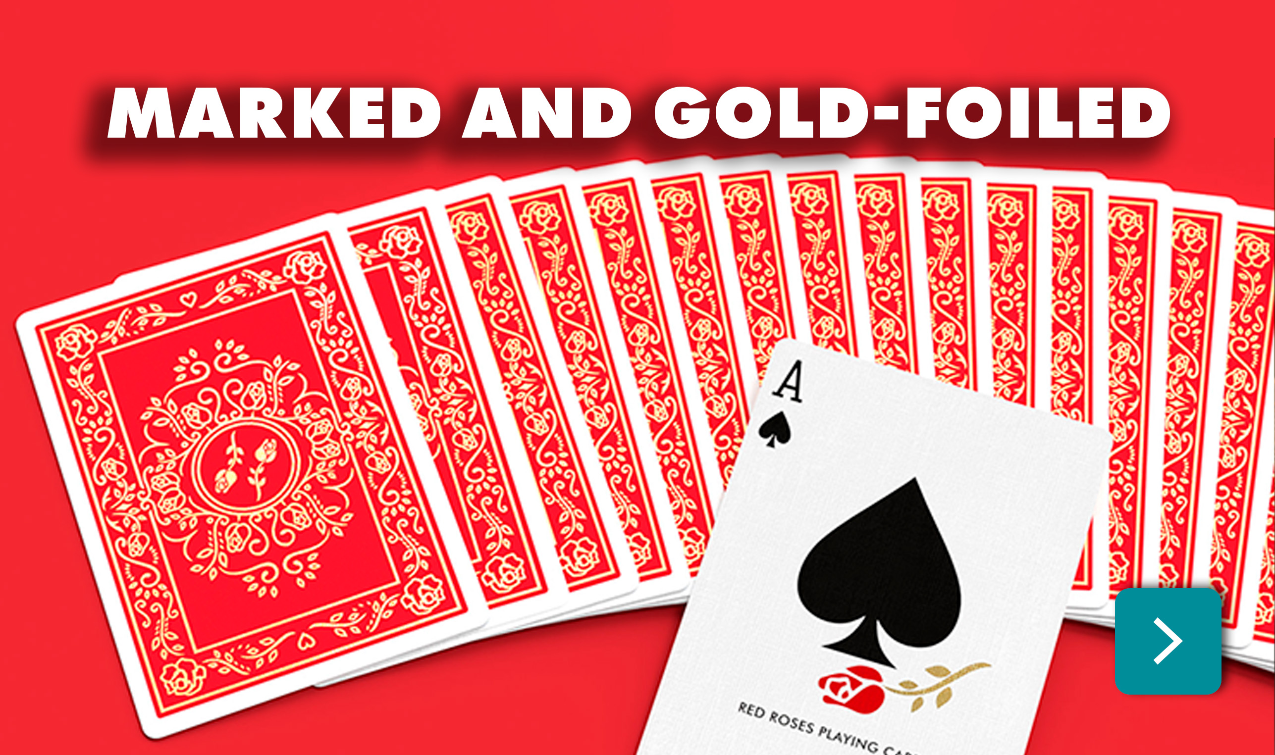 Red Roses Gold Foil Playing Cards (Marked)