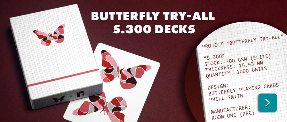 Butterfly Try-All S.300 Playing Cards are now available for purchase individually. Produced in collaboration with Room One.