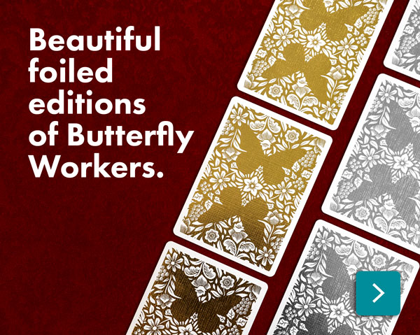Gold and Silver Butterfly Workers Playing Cards available now.