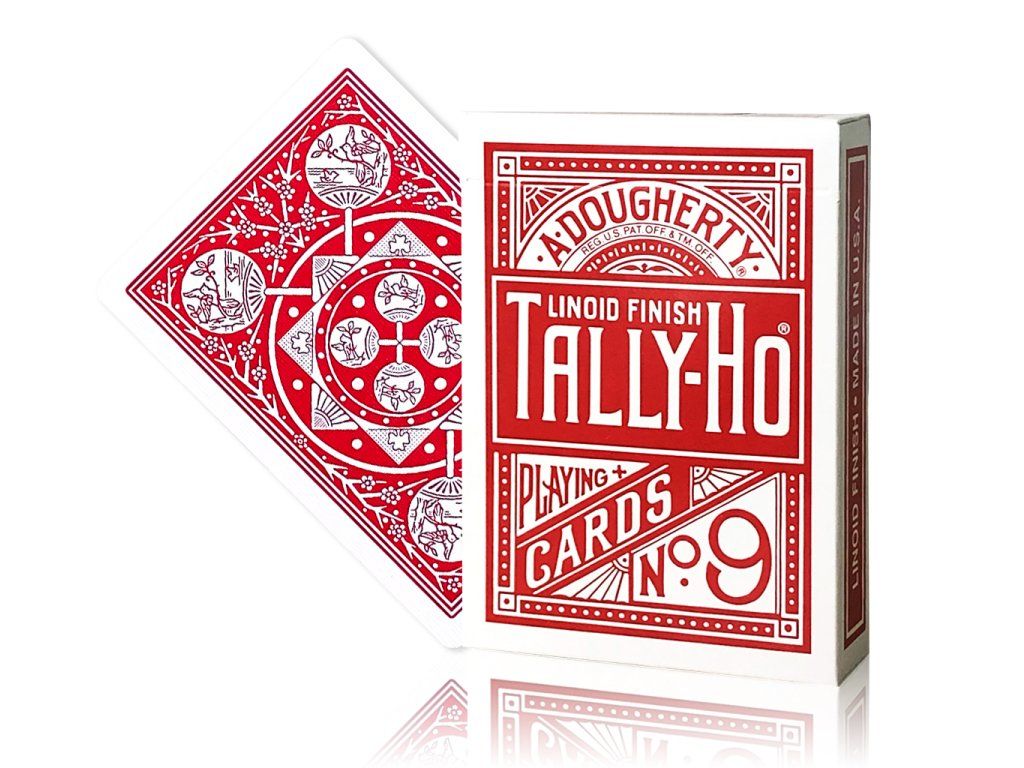 Tally-Ho Mazzo Di Carte Da Poker Fan Rosso – 52 Carte + 2 Jolly – Formato Poker 88x63 Mm – Finitura Air Cushion, USPCC