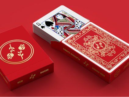Red Roses Gold Foil Playing Cards (Fully Marked)