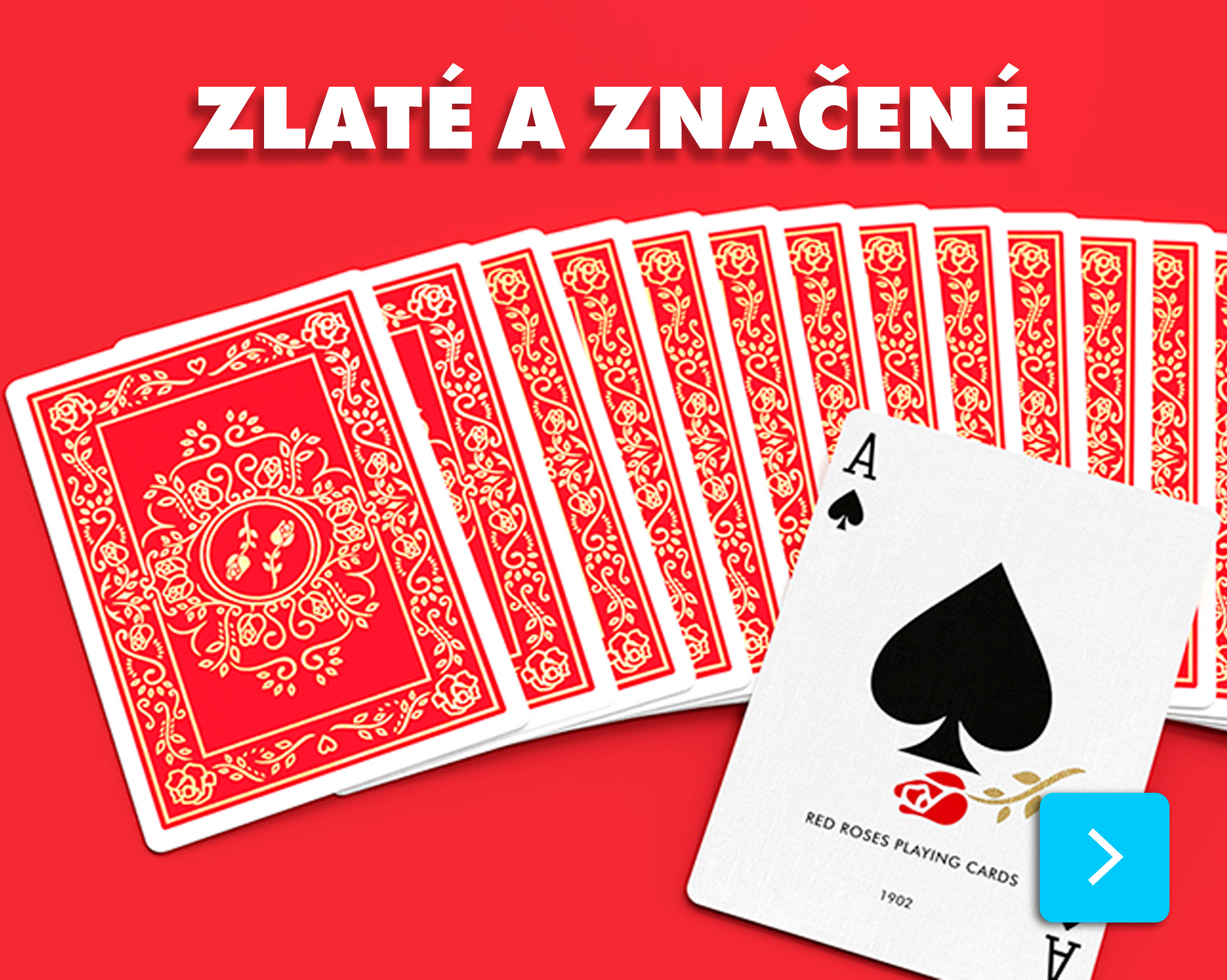 Značené karty Red Roses Gold Foil Playing Cards