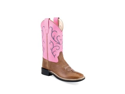 old west bsy1869 tan fry footpink shaft boot youth