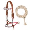 0046243 beaded bosal bridle with cotton mecate reins plh01012