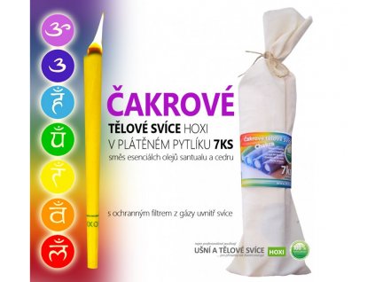 HOXI Čakrové tělové svíce 7 ks v plátěném pytlíku