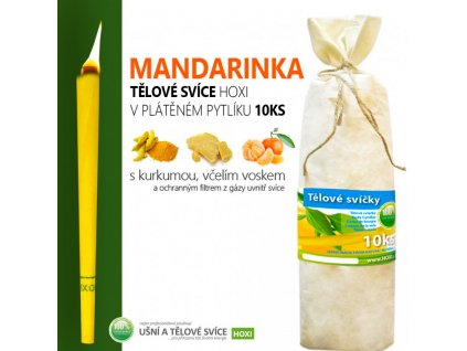 HOXI Tělové svíce 10 ks v plátěném pytlíku, mandarinka