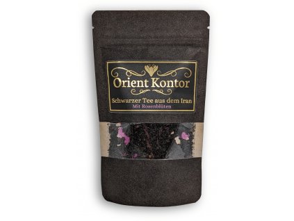 Orient Kontor Prémiový černý čaj z Íránu s okvětními lístky růže, 40 g
