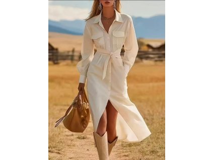 Košilové šaty krémové