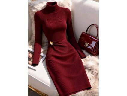 Šaty svetrové vínové