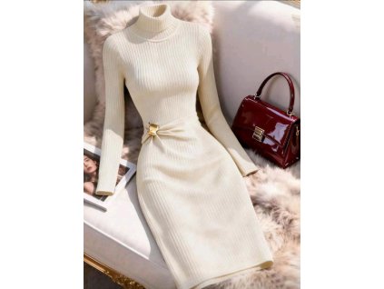 Šaty krémové svetrové 1