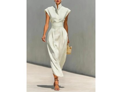 Šaty se zavazováním krémové
