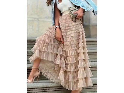 Sukně béžová volánky