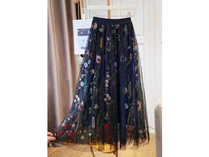 Sukně černá s květy