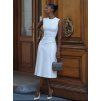 Bílé midi šaty se skládanou sukní