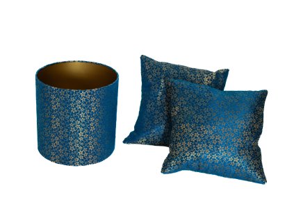 Set – Královská modrá elegance (stínidlo + 2× polštářek)