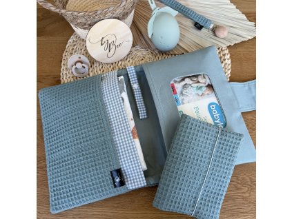 Set - plenkovník a obal na očkovací průkaz - vafle zelené