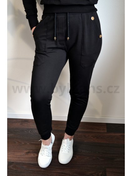 Černé tepláky se zlatými cvoky - Nero