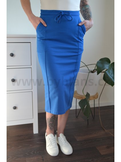 Tepláková midi sukně Tracy - modrá