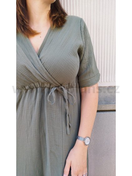 Mušelínové šaty Courtney - khaki