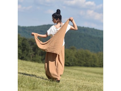 Šátek z vyšívaného mušelínu - Camel
