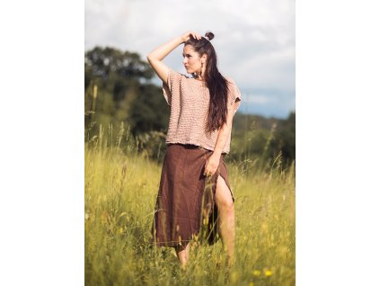 Lněná halena / vesta vaflová Béžová