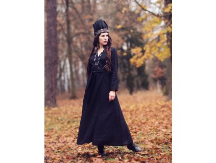 Lněné maxišaty zavinovací černé